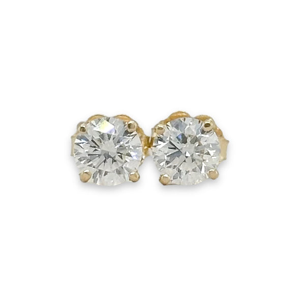 14K Y Gold 1.08cttw D/VVS2 Lab-Created Diamond Stud Earrings IGI#577370757 & #577370258 - Walter Bauman Jewelers