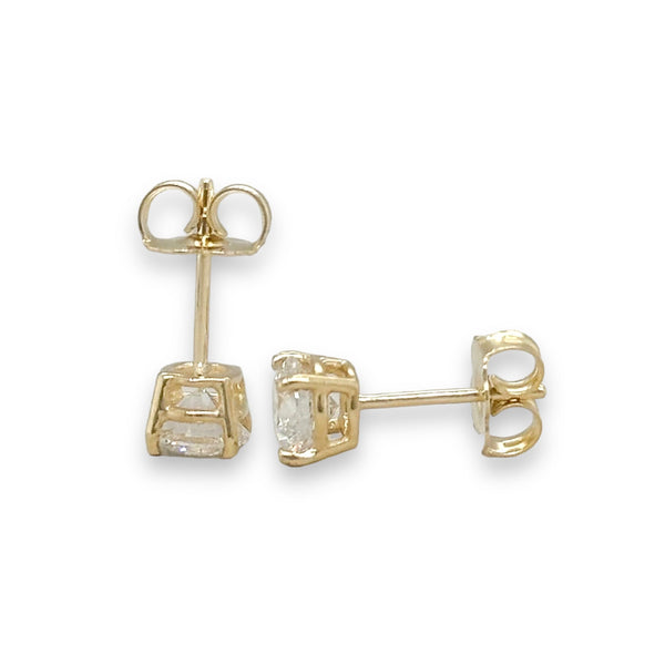 14K Y Gold 1.08cttw D/VVS2 Lab-Created Diamond Stud Earrings IGI#577370757 & #577370258 - Walter Bauman Jewelers