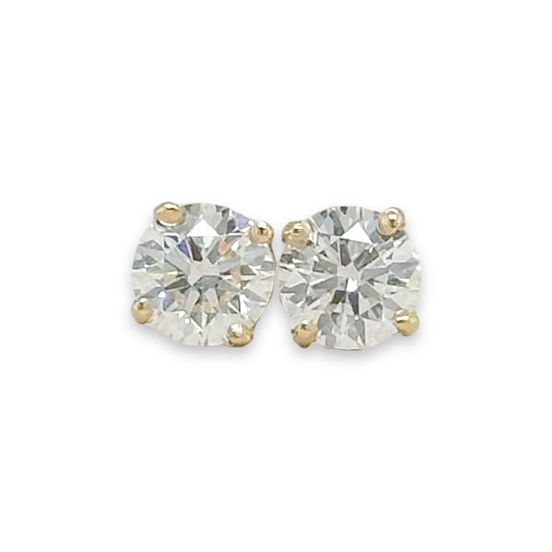 14K Y Gold 1.12cttw D/VS1 Lab-Created Diamond Stud Earrings IGI#576320462 & #572348820 - Walter Bauman Jewelers