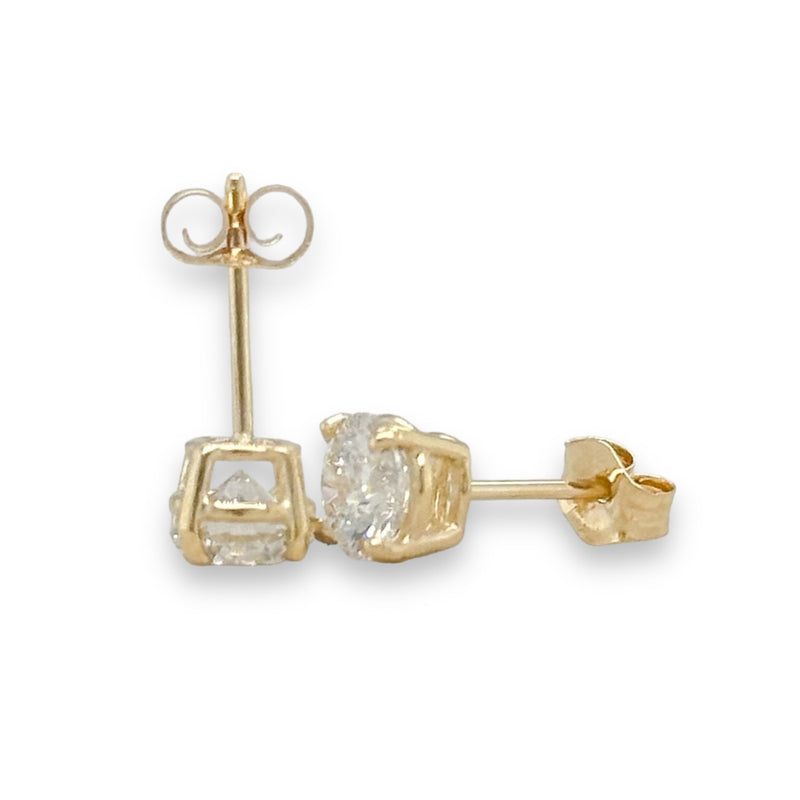 14K Y Gold 1.12cttw D/VS1 Lab-Created Diamond Stud Earrings IGI#576320462 & #572348820 - Walter Bauman Jewelers