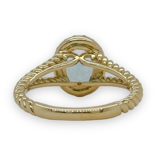 14K Y Gold 1.25ctw Aqua and 0.20ctw Diamond Ring - Walter Bauman Jewelers