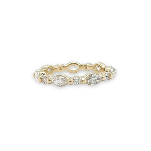 14K Y Gold 1.32ctw Marquise and Round Diamond Eternity Band - Walter Bauman Jewelers