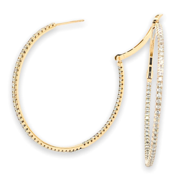 14K Y Gold 1.35cttw Diamond Hoop Earrings - Walter Bauman Jewelers