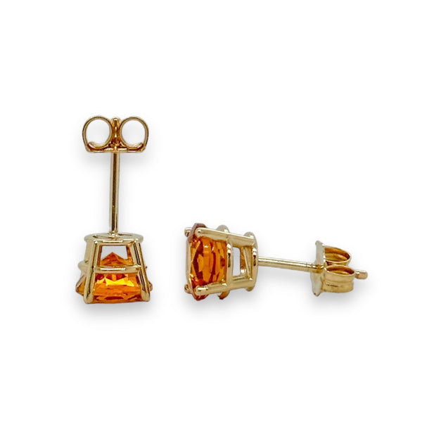 14K Y Gold 1.40cttw 6mm Round Citrine Earrings - Walter Bauman Jewelers