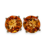 14K Y Gold 1.40cttw 6mm Round Citrine Earrings - Walter Bauman Jewelers