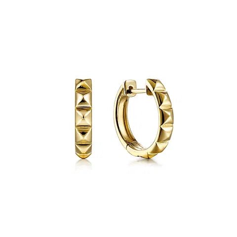 14K Y Gold 15mm Grommet Pattern Huggie Earrings - Walter Bauman Jewelers