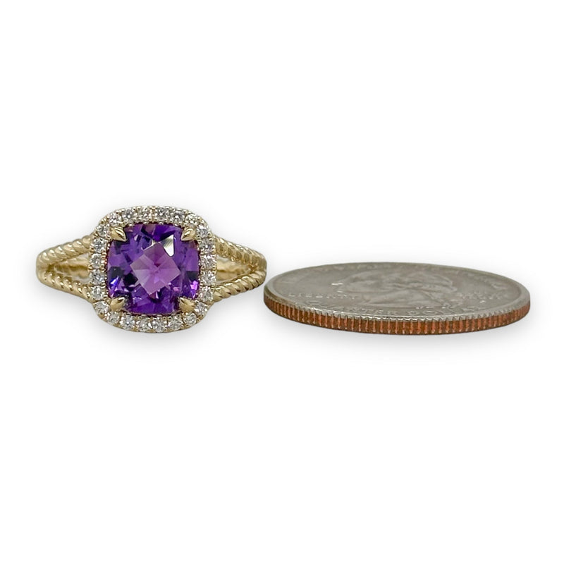 14K Y Gold 1.69ctw Amethyst and 0.20ctw Diamond Ring - Walter Bauman Jewelers