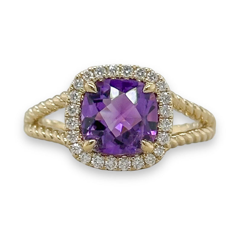 14K Y Gold 1.69ctw Amethyst and 0.20ctw Diamond Ring - Walter Bauman Jewelers