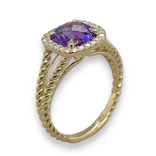14K Y Gold 1.69ctw Amethyst and 0.20ctw Diamond Ring - Walter Bauman Jewelers