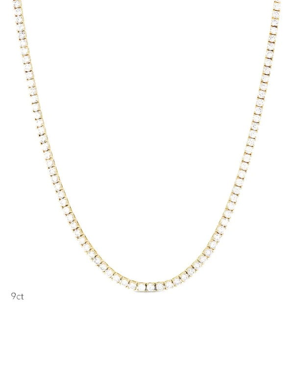 14K Y Gold 17" 8.41ctw H/VS2 Diamond Tennis Necklace - Walter Bauman Jewelers