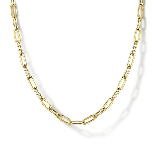 14K Y Gold 17" Hollow Paperclip Chain Necklace - Walter Bauman Jewelers