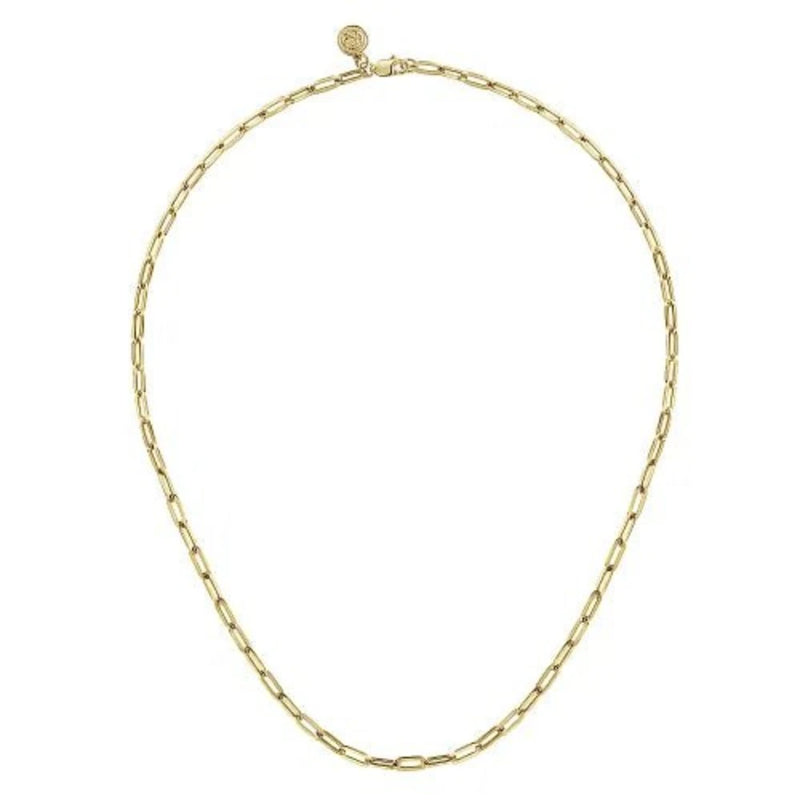 14K Y Gold 17" Hollow Paperclip Chain Necklace - Walter Bauman Jewelers