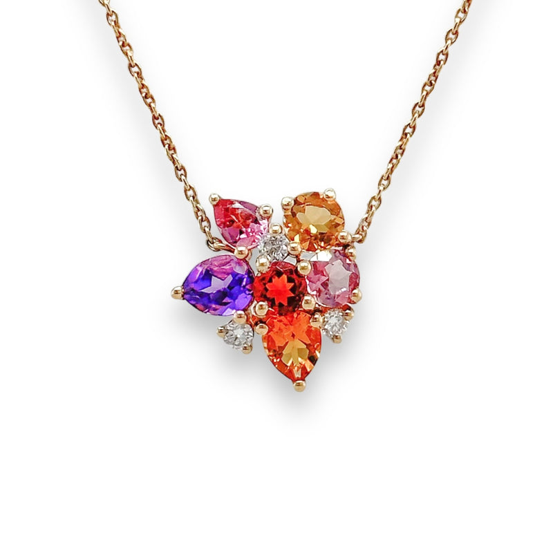 14K Y Gold 1.70cttw Multi Colored Stones & 0.15cttw G/SI1-2 Diamond Pendant - Walter Bauman Jewelers