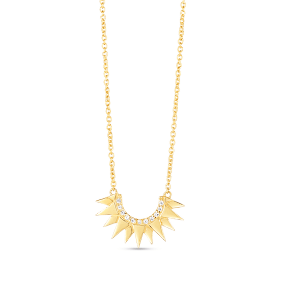 14K Y Gold 18" 0.55ctw Diamond Sunburst Necklace - Walter Bauman Jewelers