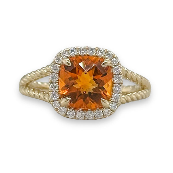 14K Y Gold 1.87ct Citrine and 0.20cttw G/SI1 Diamond Ring - Walter Bauman Jewelers