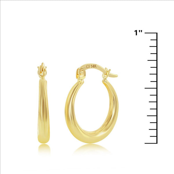 14K Y Gold 18mm Tapered Hoop Earrings - Walter Bauman Jewelers