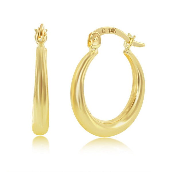 14K Y Gold 18mm Tapered Hoop Earrings - Walter Bauman Jewelers