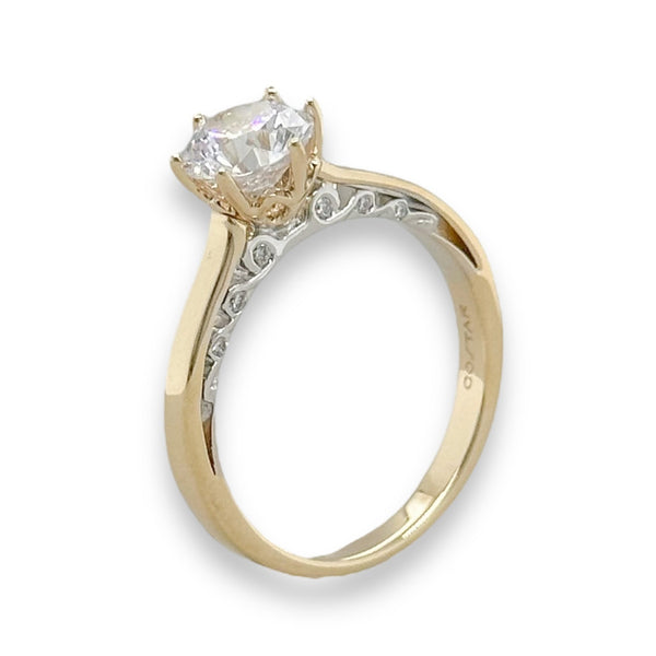 14K Y Gold 1.99ct CZ & 0.10cttw H/SI1 Diamond Engagement Ring Mounting - Walter Bauman Jewelers