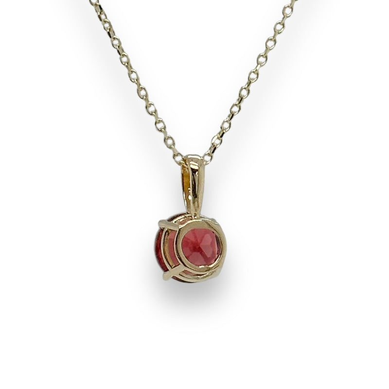 14K Y Gold 1ct 6mm Round Garnet Pendant - Walter Bauman Jewelers