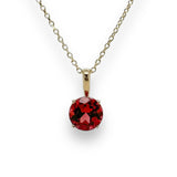 14K Y Gold 1ct 6mm Round Garnet Pendant - Walter Bauman Jewelers