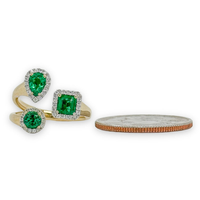 14K Y Gold 1ctw Emerald and 0.18ctw Diamond Ring - Walter Bauman Jewelers