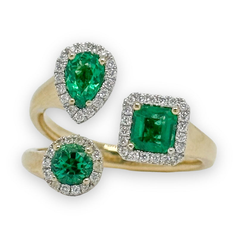 14K Y Gold 1ctw Emerald and 0.18ctw Diamond Ring - Walter Bauman Jewelers