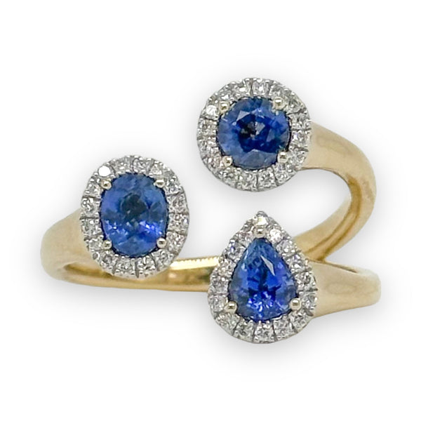 14K Y Gold 1ctw Sapphire and 0.20ctw Diamond Ring - Walter Bauman Jewelers