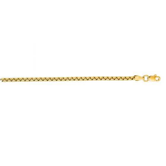 14K Y Gold 20" 2.5mm Solid Round Box Chain - Walter Bauman Jewelers