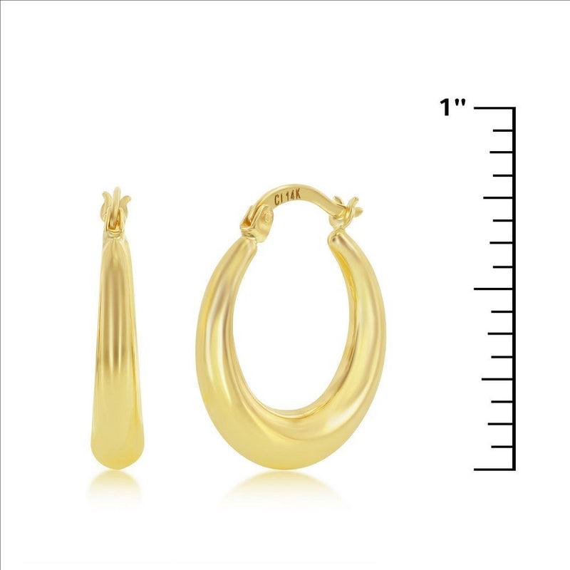 14K Y Gold 20mm Tapered Hoop Earrings - Walter Bauman Jewelers