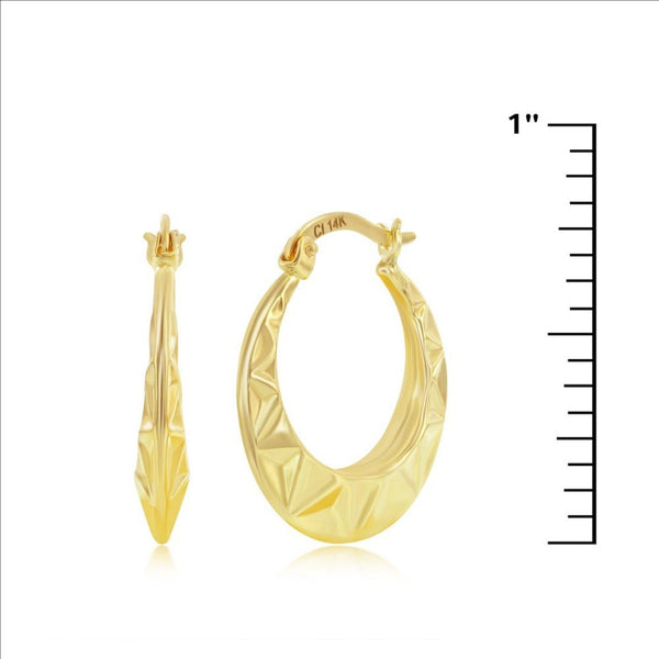 14K Y Gold 20mm Textured Hoop Earrings - Walter Bauman Jewelers