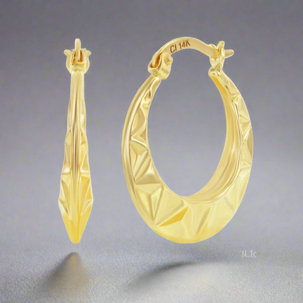 14K Y Gold 20mm Textured Hoop Earrings - Walter Bauman Jewelers