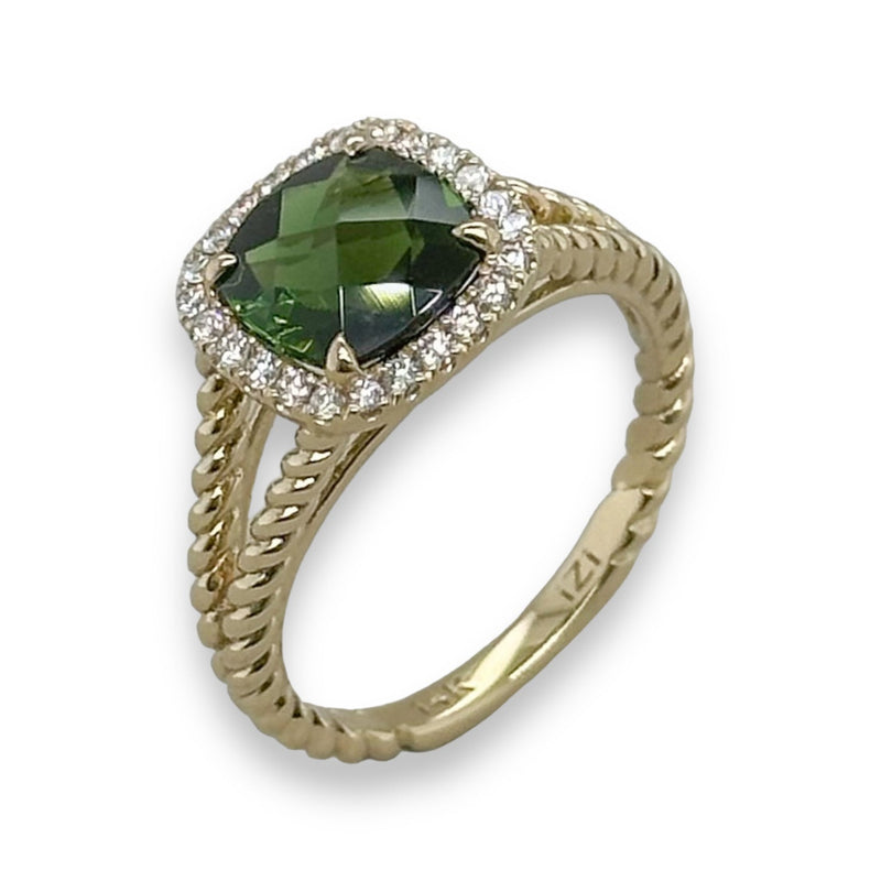 14K Y Gold 2.10ctw Tourmaline and 0.20ctw Diamond Ring - Walter Bauman Jewelers