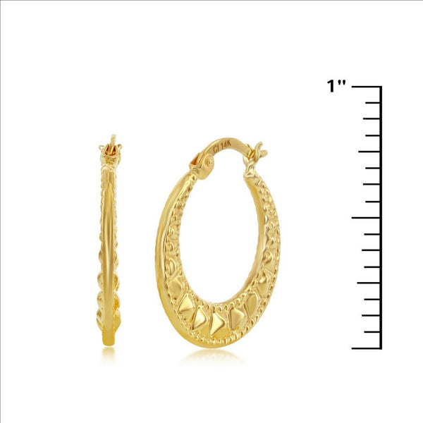 14K Y Gold 21mm Textured Hoop Earrings 1.9grms - Walter Bauman Jewelers