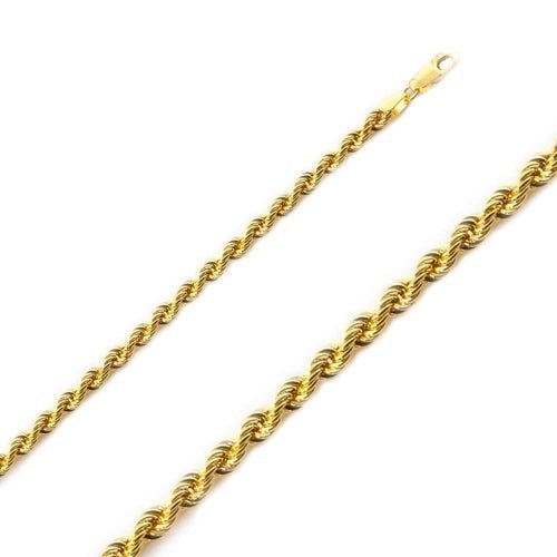 14K Y Gold 22" Dia Cut 023 Solid Rope Chain 3.0mm - Walter Bauman Jewelers