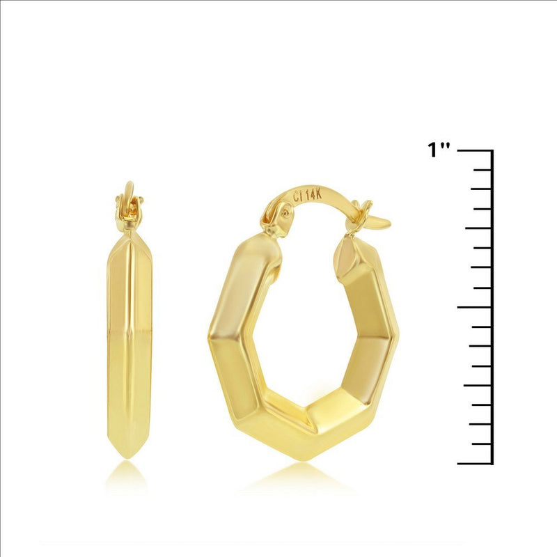 14K Y Gold 22X20mm Geometric Hoop Earrings - Walter Bauman Jewelers