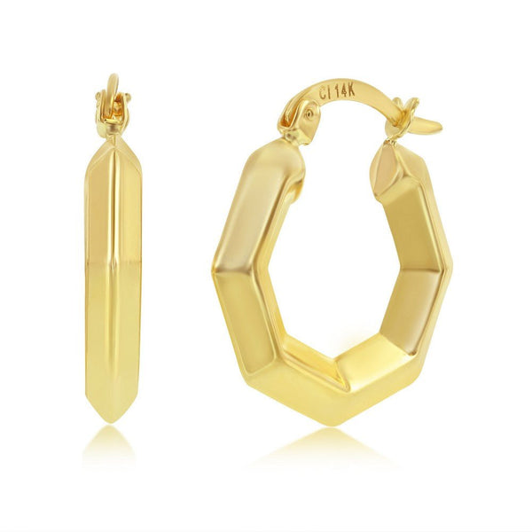 14K Y Gold 22X20mm Geometric Hoop Earrings - Walter Bauman Jewelers