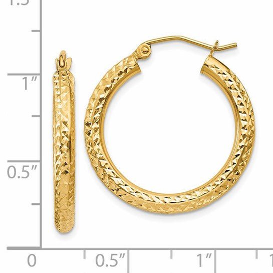 14K Y Gold 25.5mm Dia Cut Hoop Earrings - Walter Bauman Jewelers