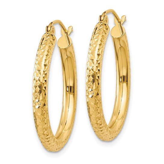 14K Y Gold 25.5mm Dia Cut Hoop Earrings - Walter Bauman Jewelers