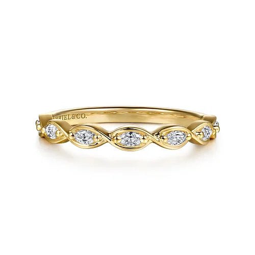 14K Y Gold .25ctw G/VS2 Marquise Shape Diamond Band - Walter Bauman Jewelers