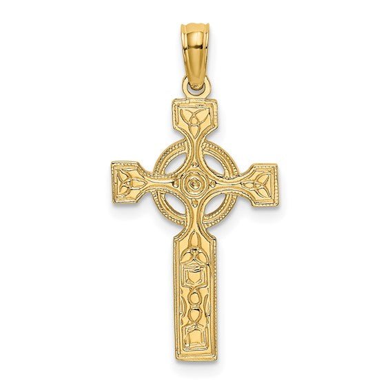 14K Y Gold 25mm Celtic Cross with Eternity Circle - Walter Bauman Jewelers