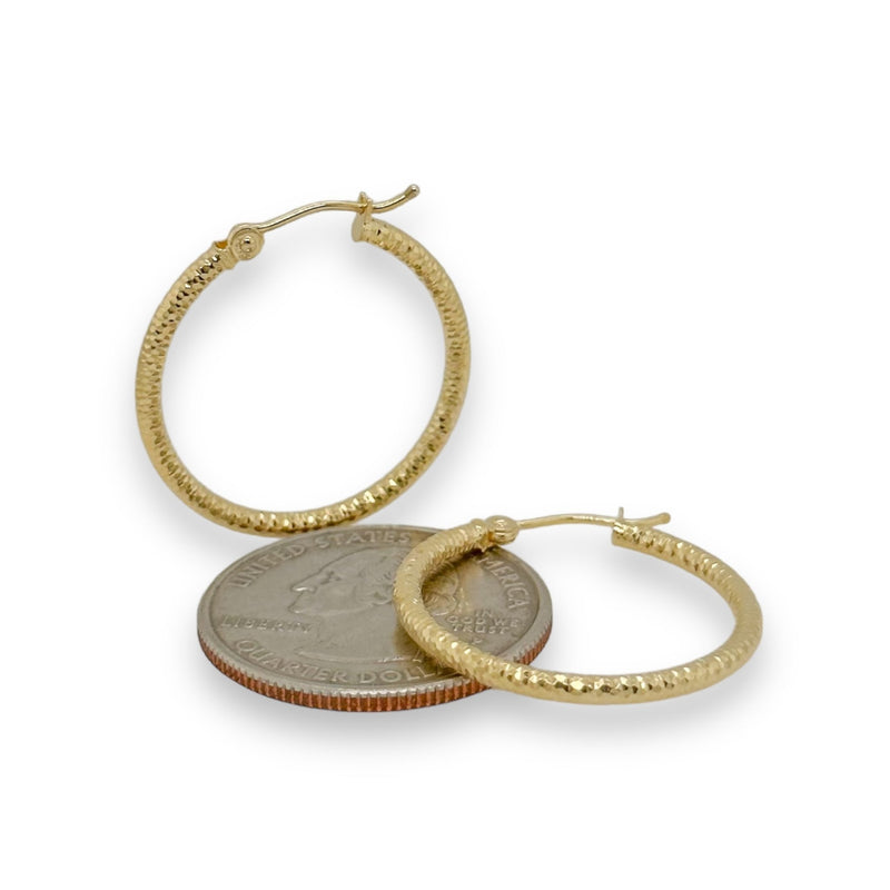 14K Y Gold 25mm Dia Cut Hoop Earrings - Walter Bauman Jewelers