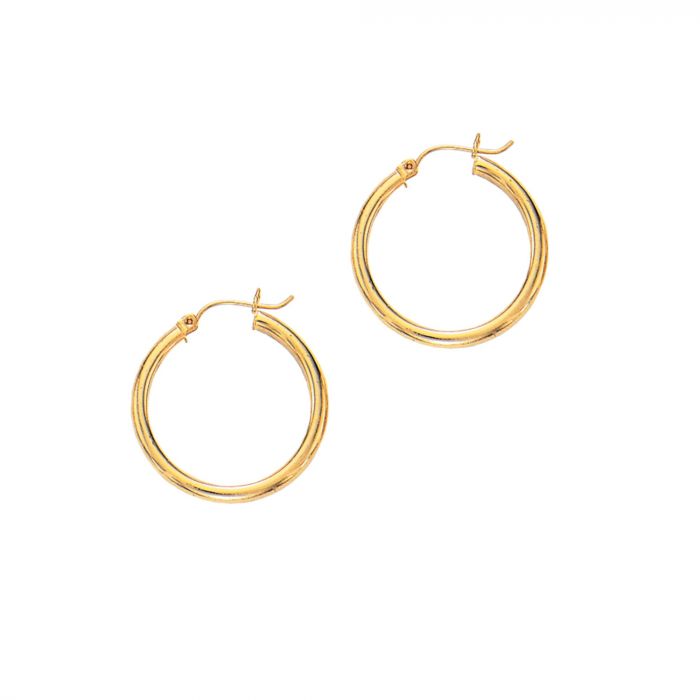 14K Y Gold 25mm Shiny Hoop Earrings 1.70grms - Walter Bauman Jewelers