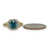 14K Y Gold 2.86ctw Blue Topaz and 0.20ctw Diamond Ring - Walter Bauman Jewelers