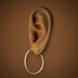14K Y Gold 29mm Dia Cut Beaded Hoop Earrings - Walter Bauman Jewelers