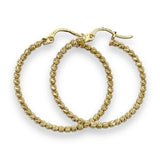 14K Y Gold 29mm Dia Cut Beaded Hoop Earrings - Walter Bauman Jewelers
