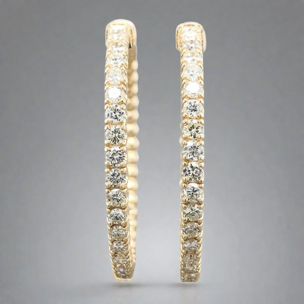 14K Y Gold 2cttw Diamond Hoop Earrings - Walter Bauman Jewelers