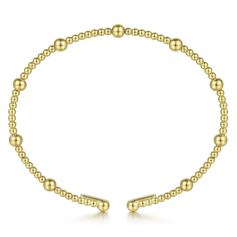 14K Y Gold 2mm Open Beaded Bangle - Walter Bauman Jewelers