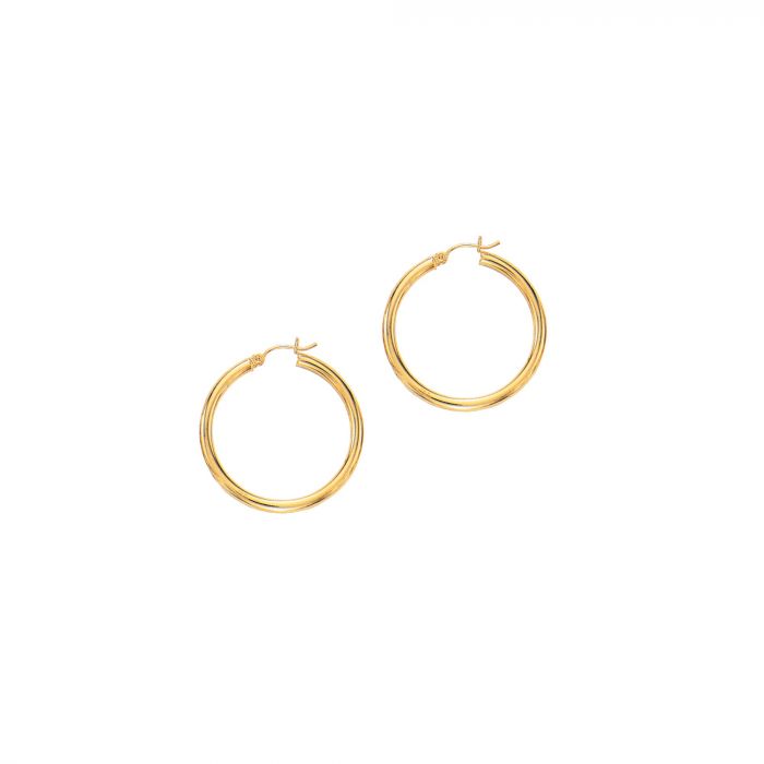 14K Y Gold 30mm Shiny Hoop Earrings 2.50grms - Walter Bauman Jewelers