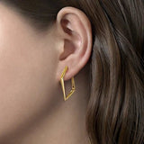 14K Y Gold 30mm Triangular Classic Hoop Earrings - Walter Bauman Jewelers