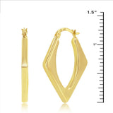 14K Y Gold 30x24mm Diamond Shaped Hoop Earrings - Walter Bauman Jewelers